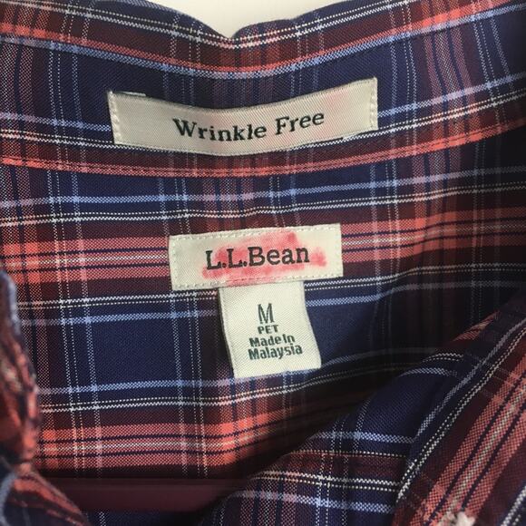 LL Bean Wrinkle Free Button Down Shirt Blue Medium - Picture 6 of 14